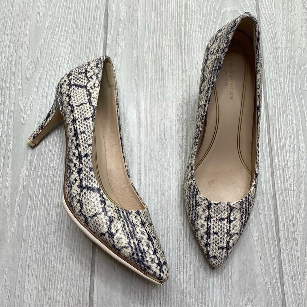 Cole Haan Grand Ambition Snake Print Embossed Leather Pointed Toe Pumps Size 9